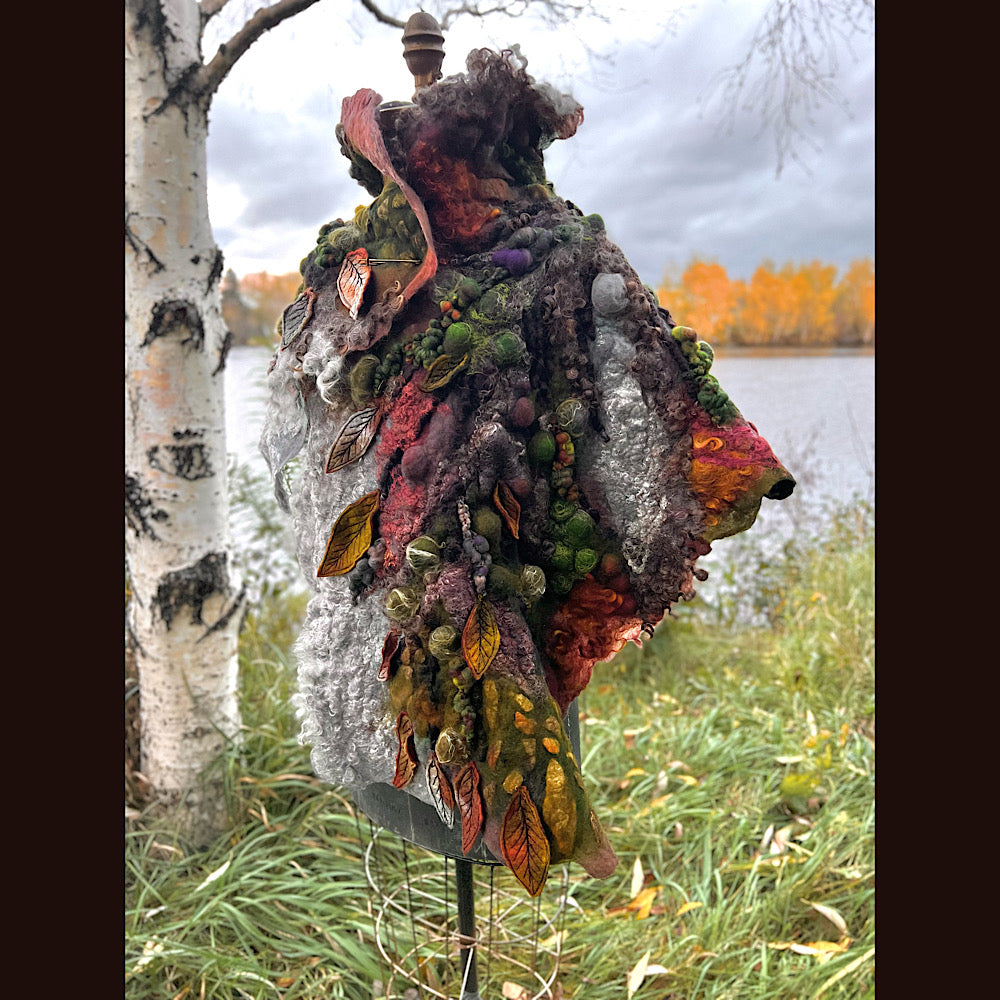 Reserved- Tundra felted shawl 78” X 22”- *this shawl has been extended *