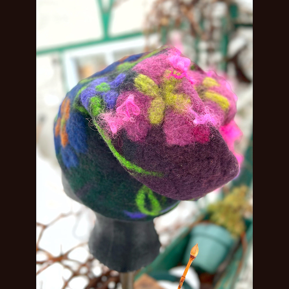 Felted slouchy toque hat medium 23”