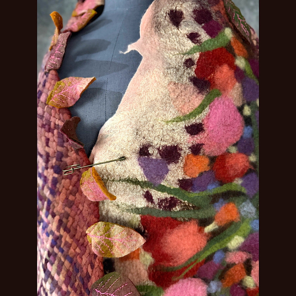 OOAK Handmade wool Felted Scarf 84” X 17” Original art work