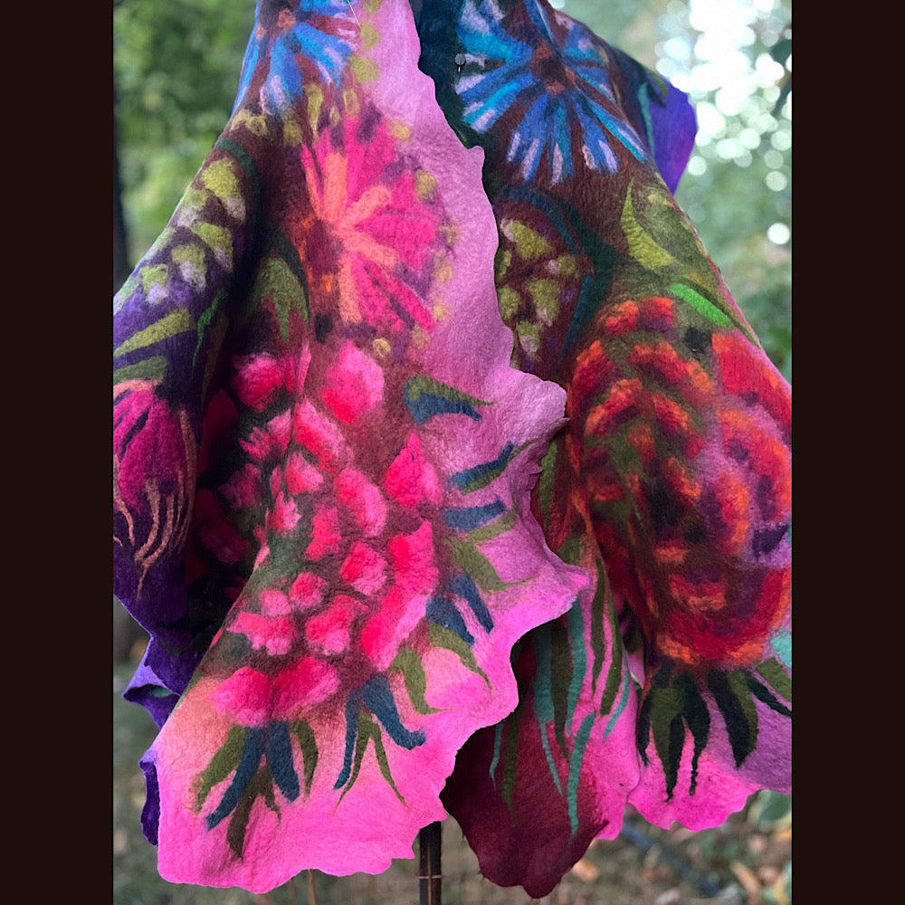 Handmade Felted wool Scarf 86” X 26”