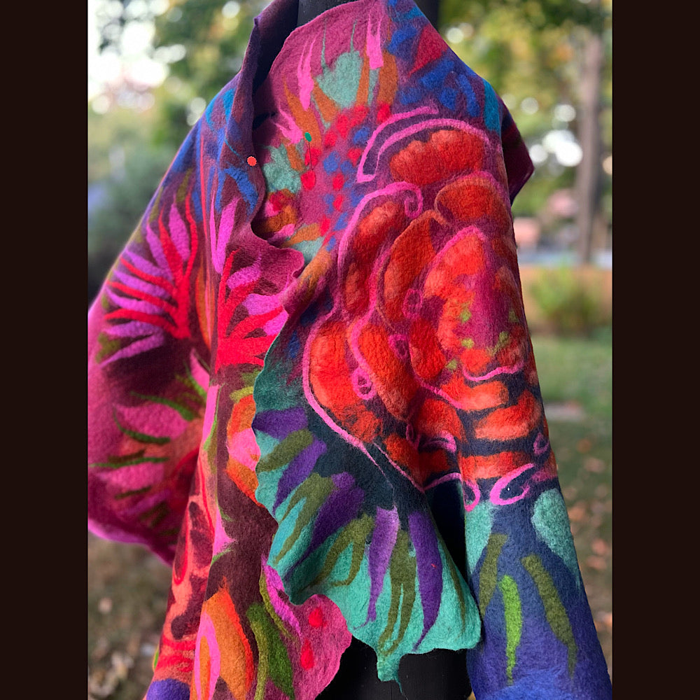 Handmade Felted Wool Scarf 74” X 29”