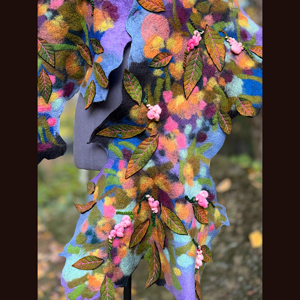 OOAK Handmade wool Felted Scarf 82” X 23” Original art work
