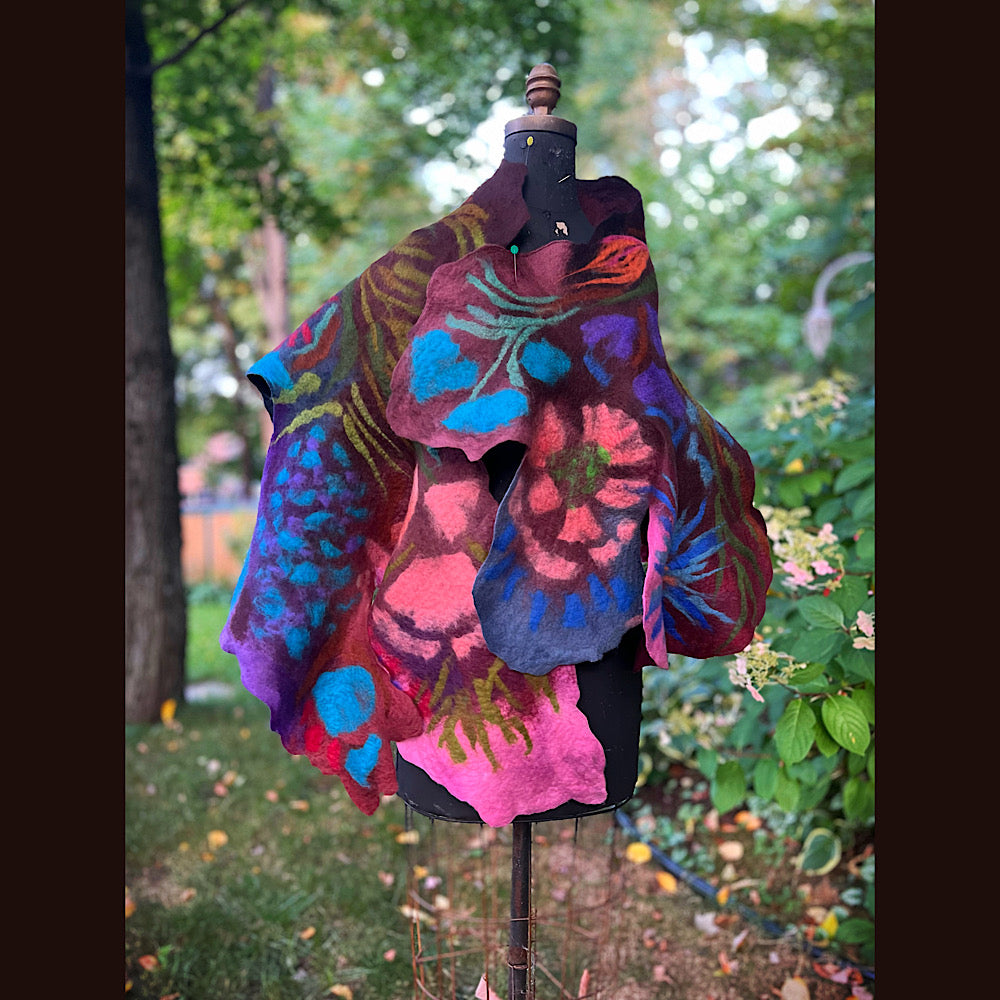 Felted Wool Scarf 70” X 26”