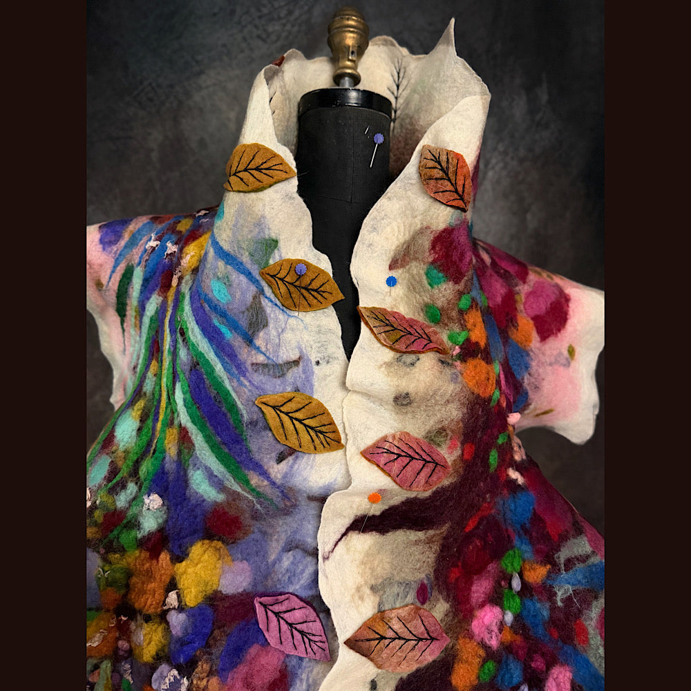 OOAK Handmade wool Felted Scarf 82” X 17”