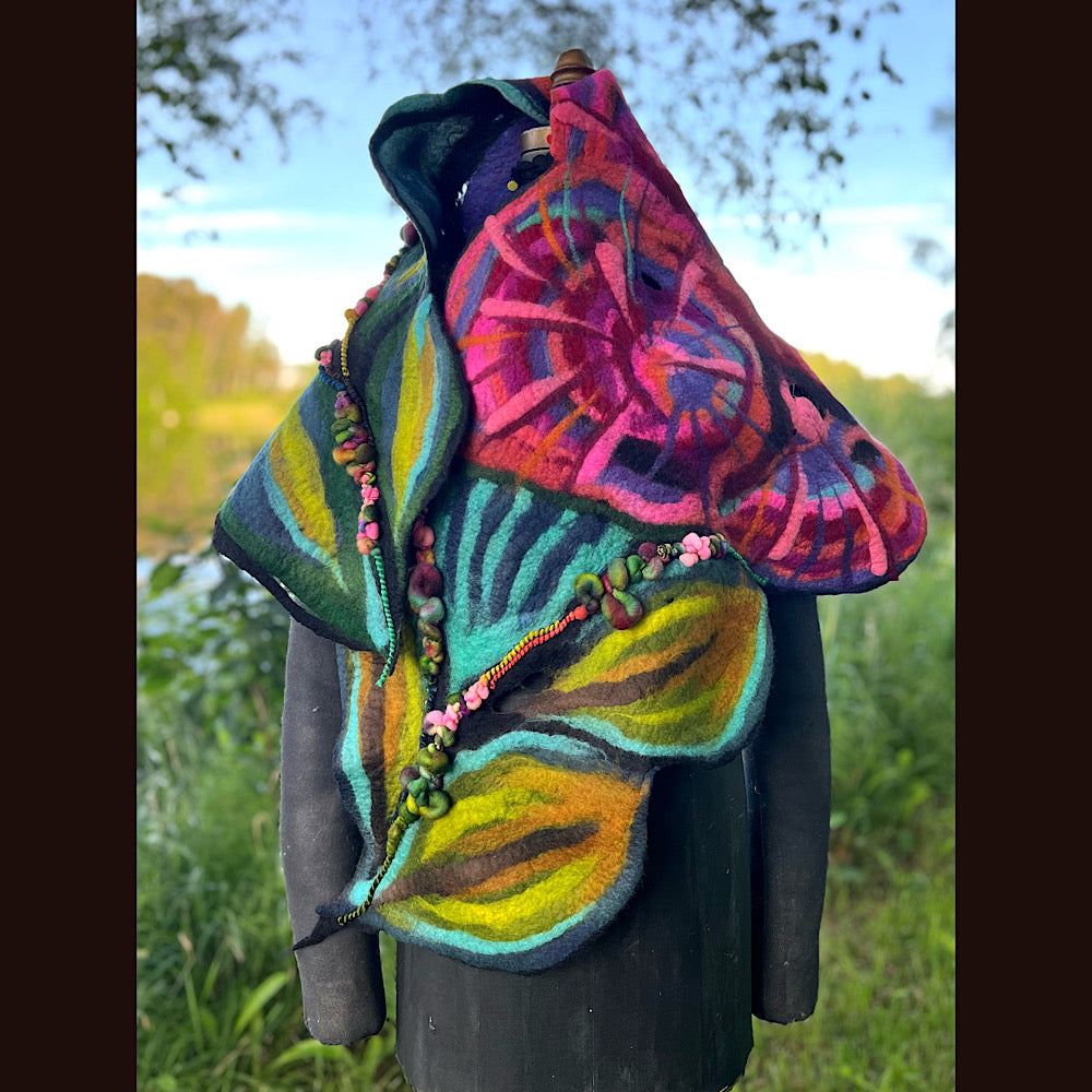 Roses Large Felted Shawl 60” X 21”