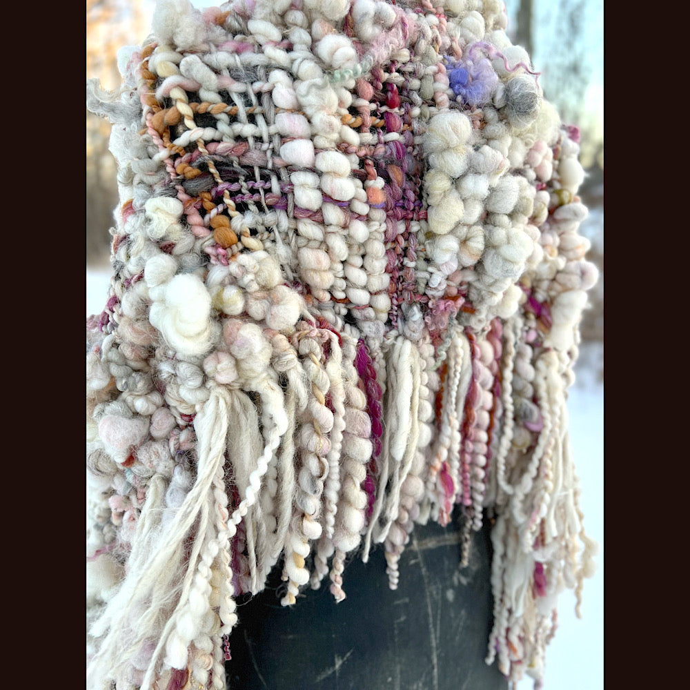 The Snow Rose Shawl  64” X 22”  1.3 pound