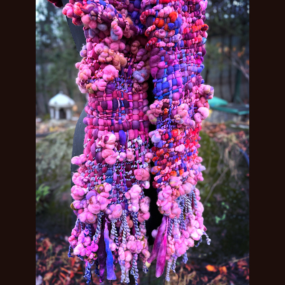 Handmade wool Woven Scarf 98” X 9”