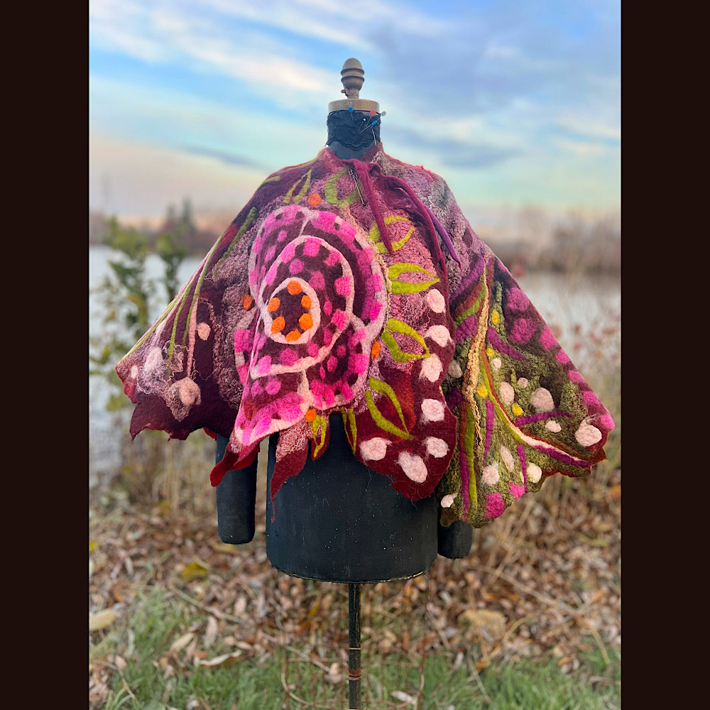 Felted floral capelet