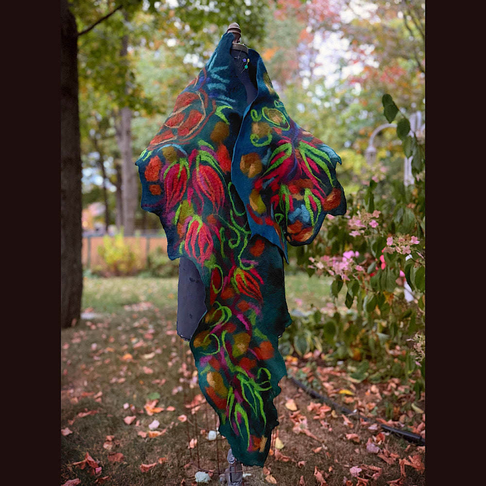 Handmade Felted Wool Scarf 85” X 21”