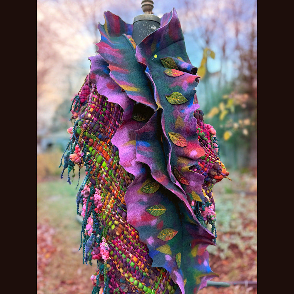 Handmade wool Felted Scarf 90” X 16”