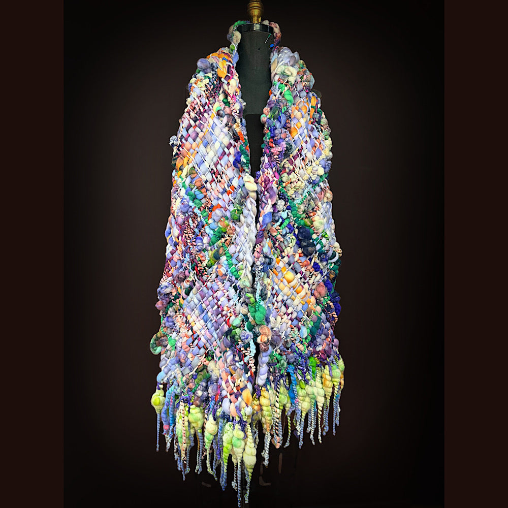 Handmade wool Woven Scarf 84” X 12”