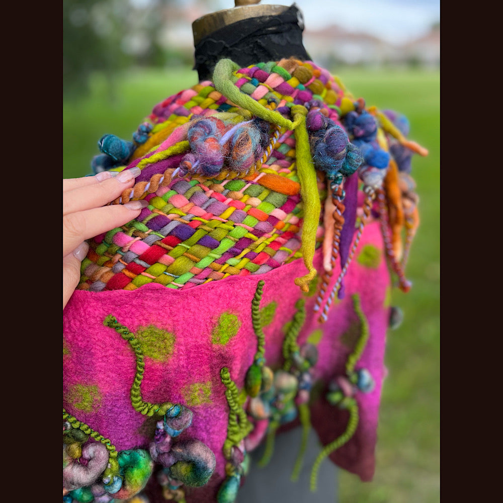 Felted and woven Shawl 55” X 27”