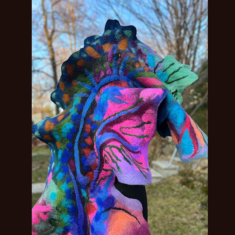 Caterpillar Felted Shawl 76” X 20”