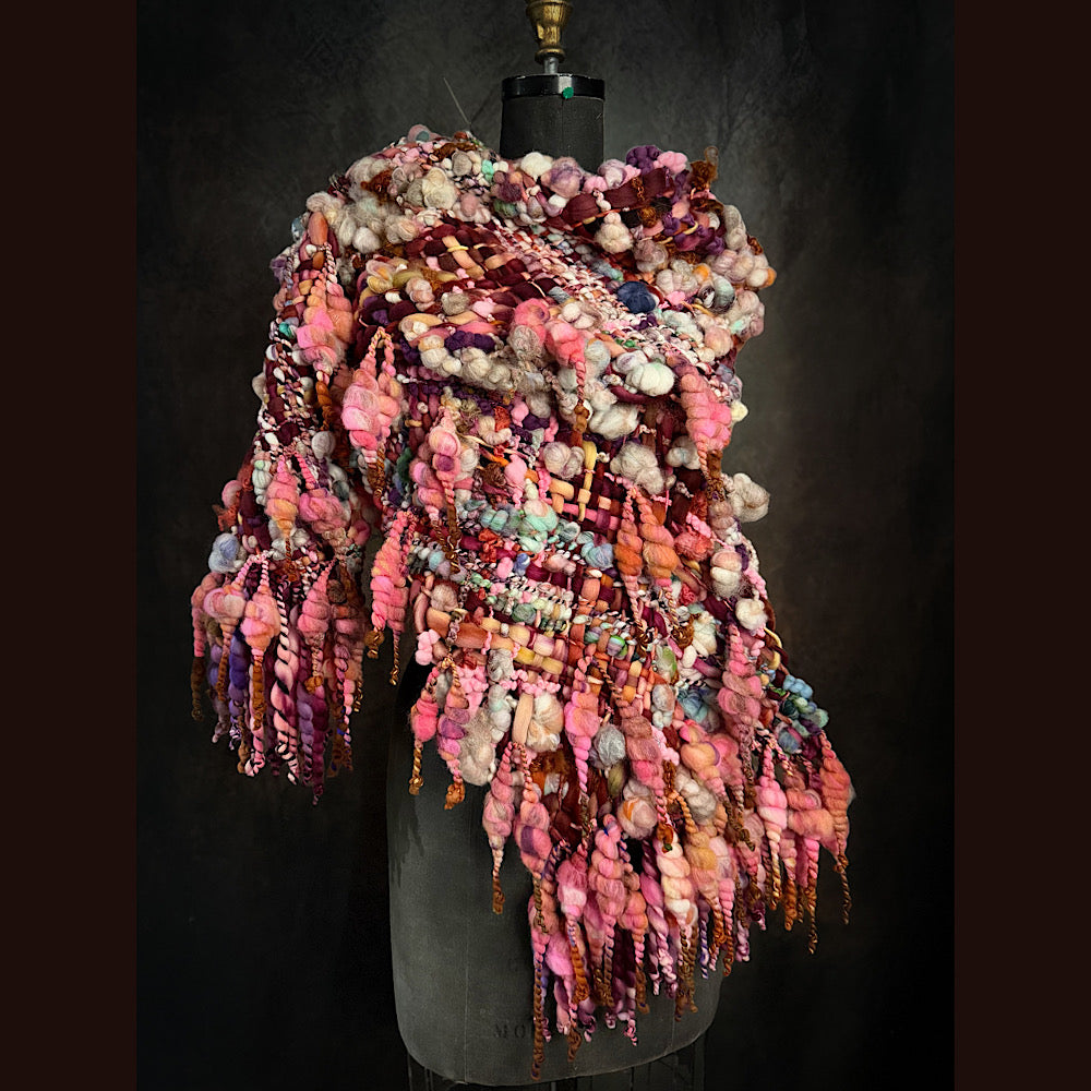 Handmade wool Woven Scarf 86” X 11”