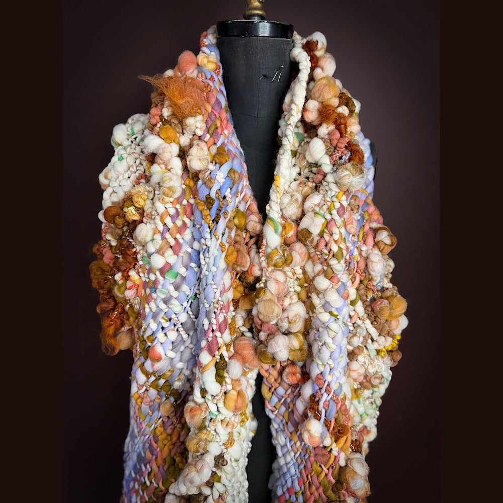 Handmade wool Woven Scarf 84” X 12”