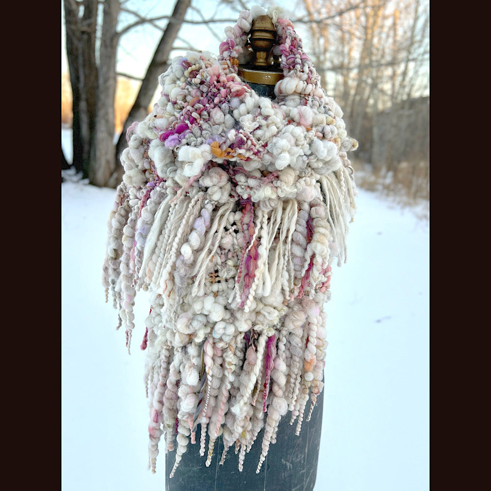 The Snow Rose Shawl  64” X 22”  1.3 pound