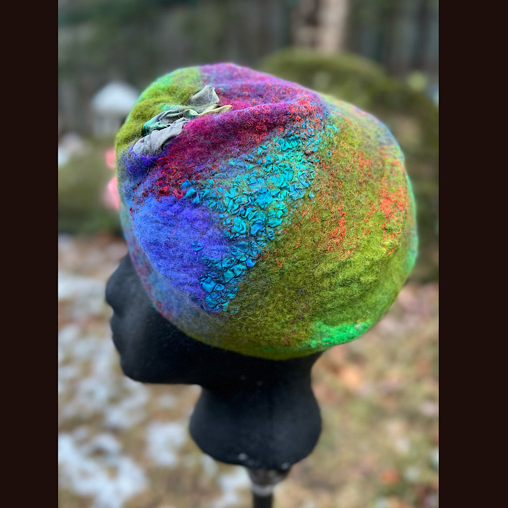 Light Felted silk beret small