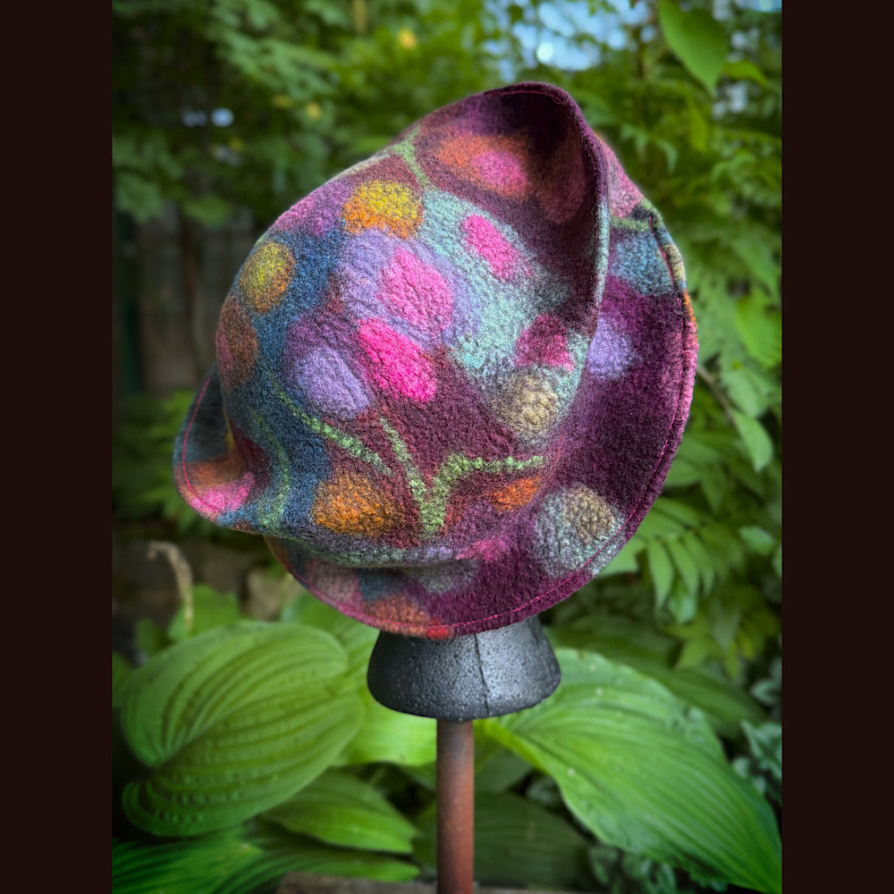 OOAK Handmade wool Felted hat 22” small