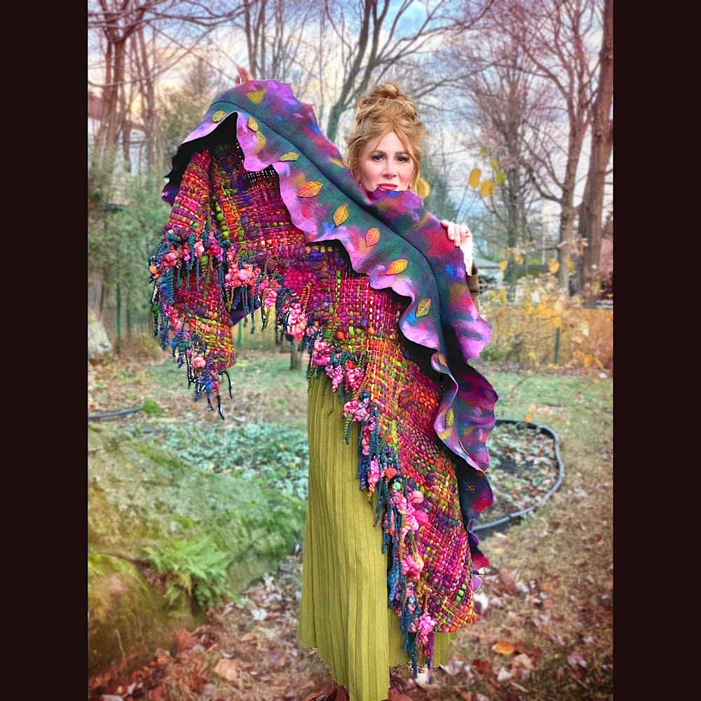 Handmade wool Felted Scarf 90” X 16”