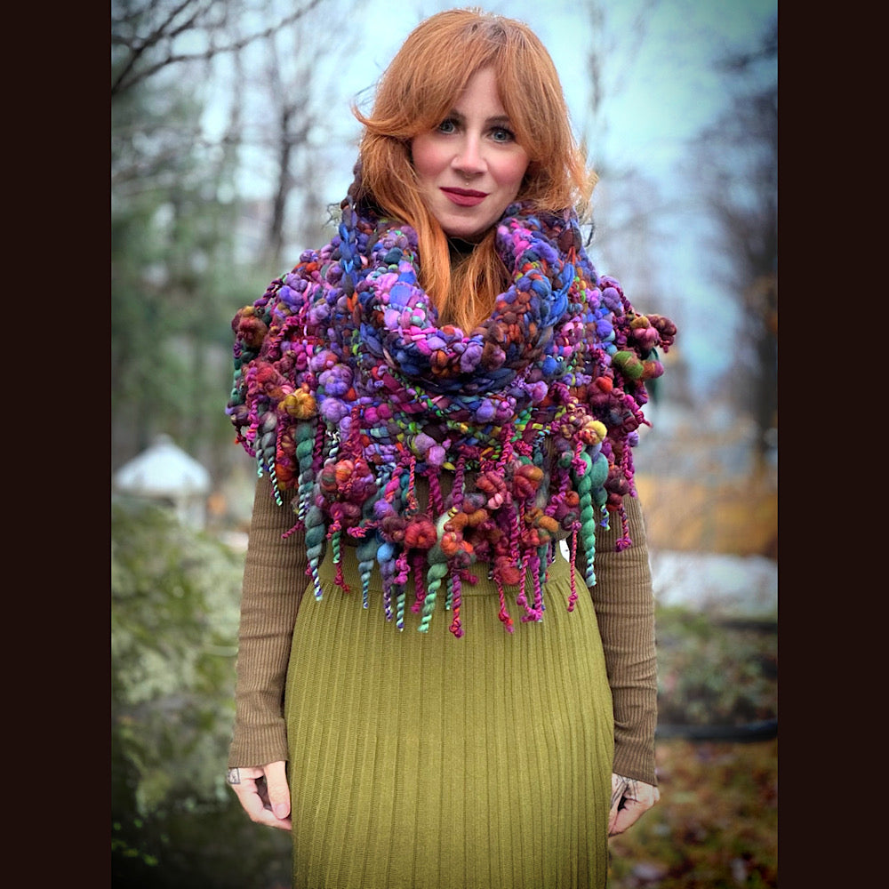 Handmade wool Woven Scarf shawlette 19” X 18”