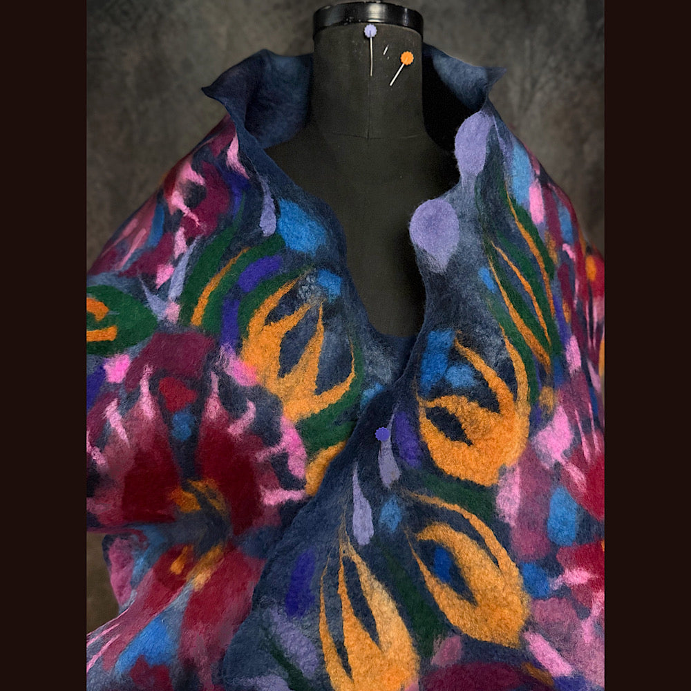 OOAK Handmade wool Felted Scarf 84” X 17”