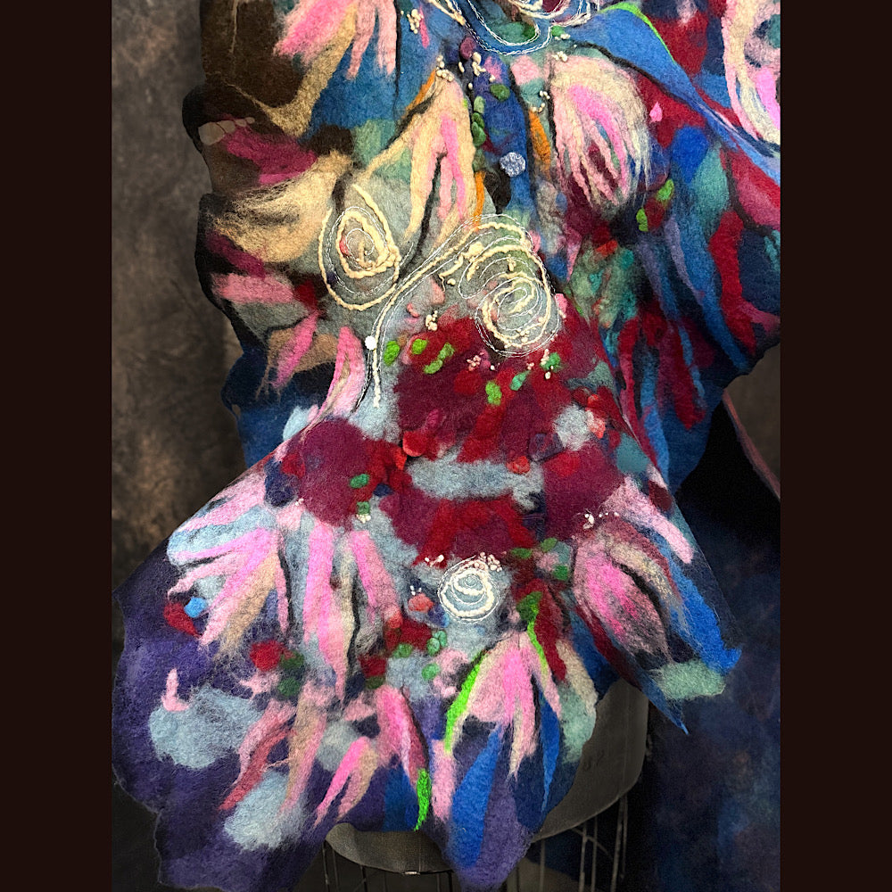 OOAK Handmade wool Felted Scarf 86” X 17”