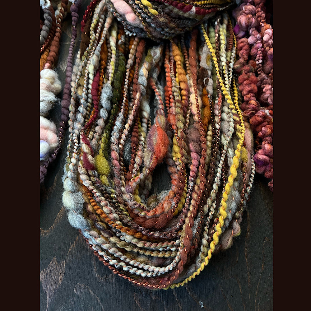 Large lot of art yarns for weaving 9.1 OZ