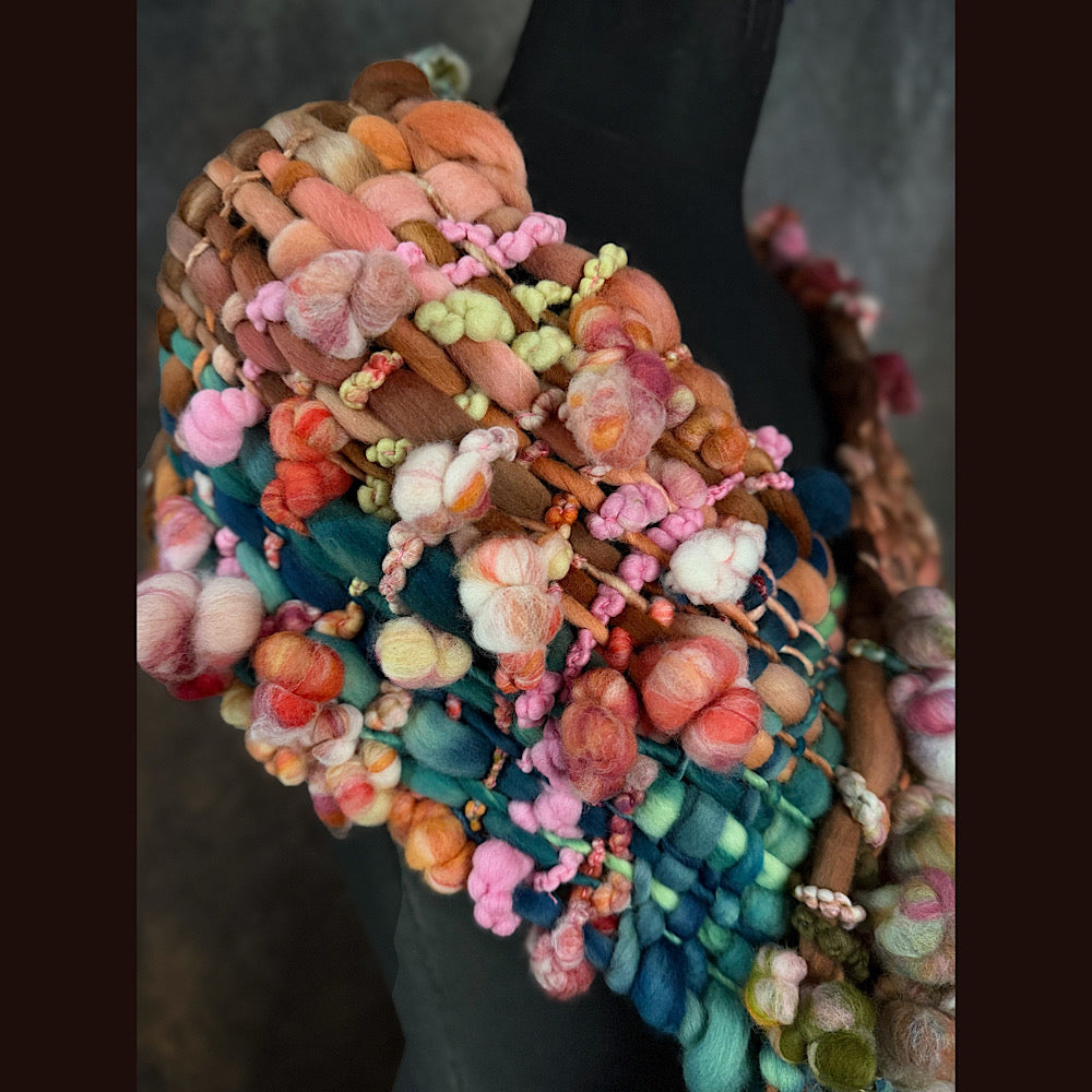 OOAK Handmade wool Woven Scarf 100” X 8”