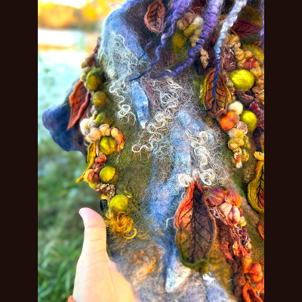 Chicoutimi river felted shawl 59” X 22”