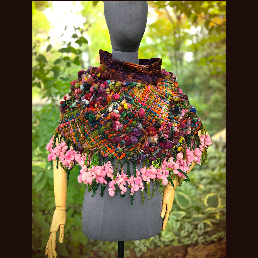 OOAK Hand woven wool handmade Scarf shawlette