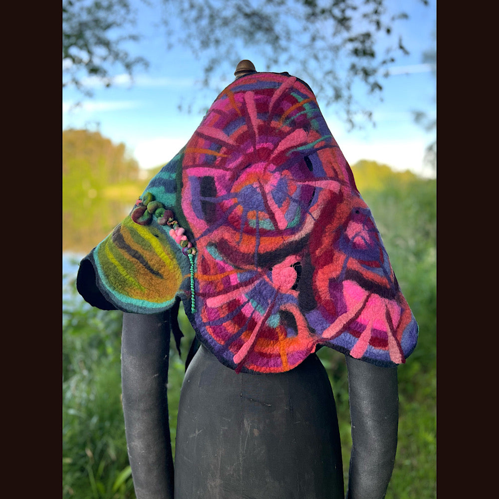 Roses Large Felted Shawl 60” X 21”