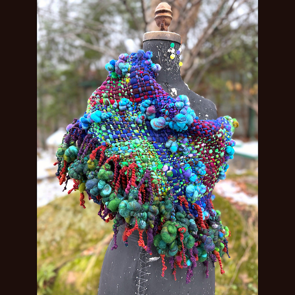 Handmade wool Woven Scarf 18”X 15.5”