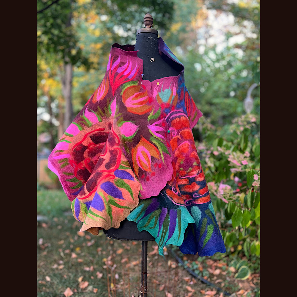 Handmade Felted Wool Scarf 74” X 29”