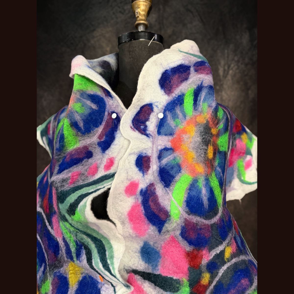 OOAK Handmade wool Felted Scarf 85”X 16” Original art work