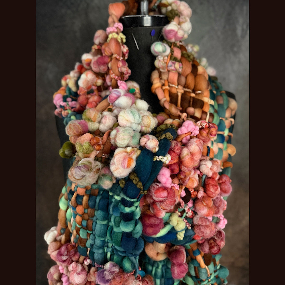 OOAK Handmade wool Woven Scarf 100” X 8”