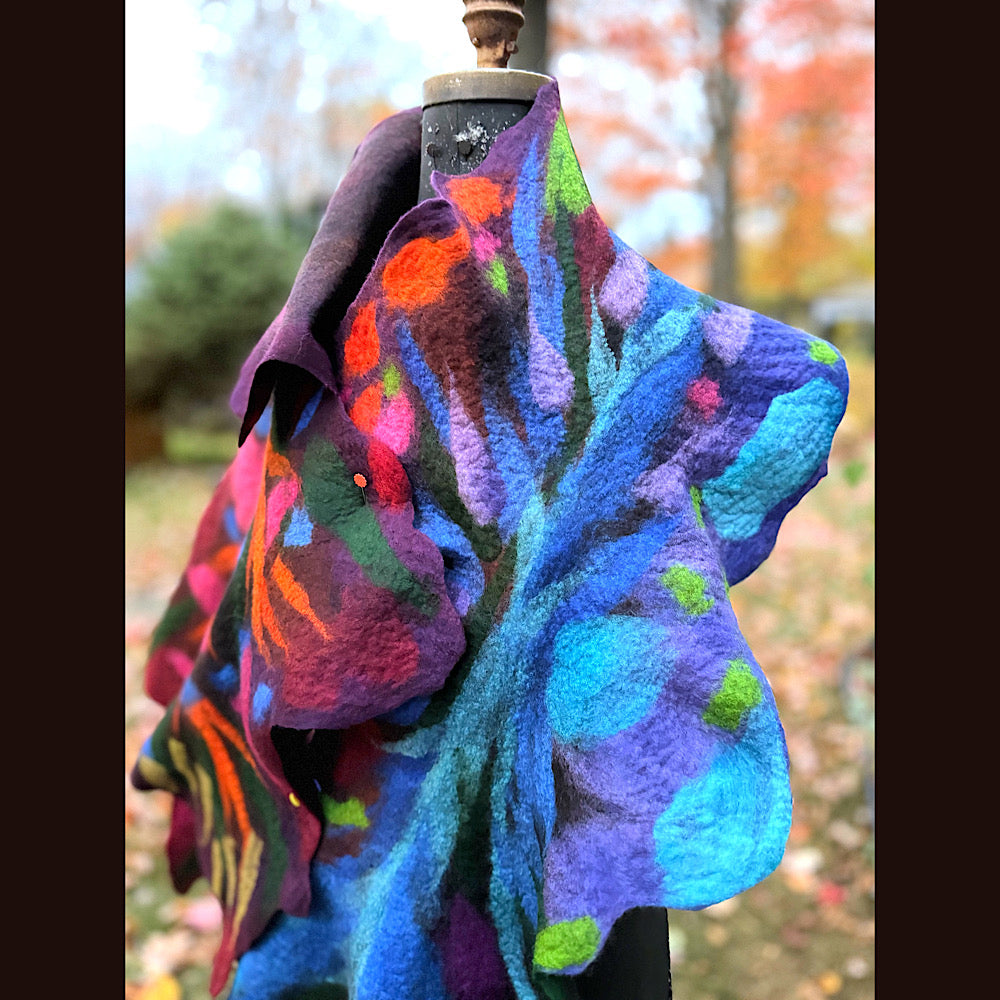 Handmade wool Felted Scarf 79” X 23”