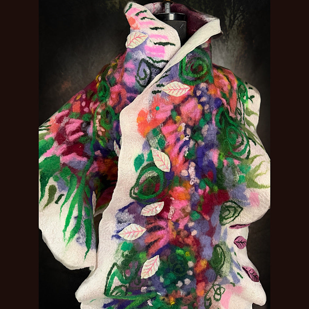 OOAK Handmade wool Felted Scarf 80” X 18”