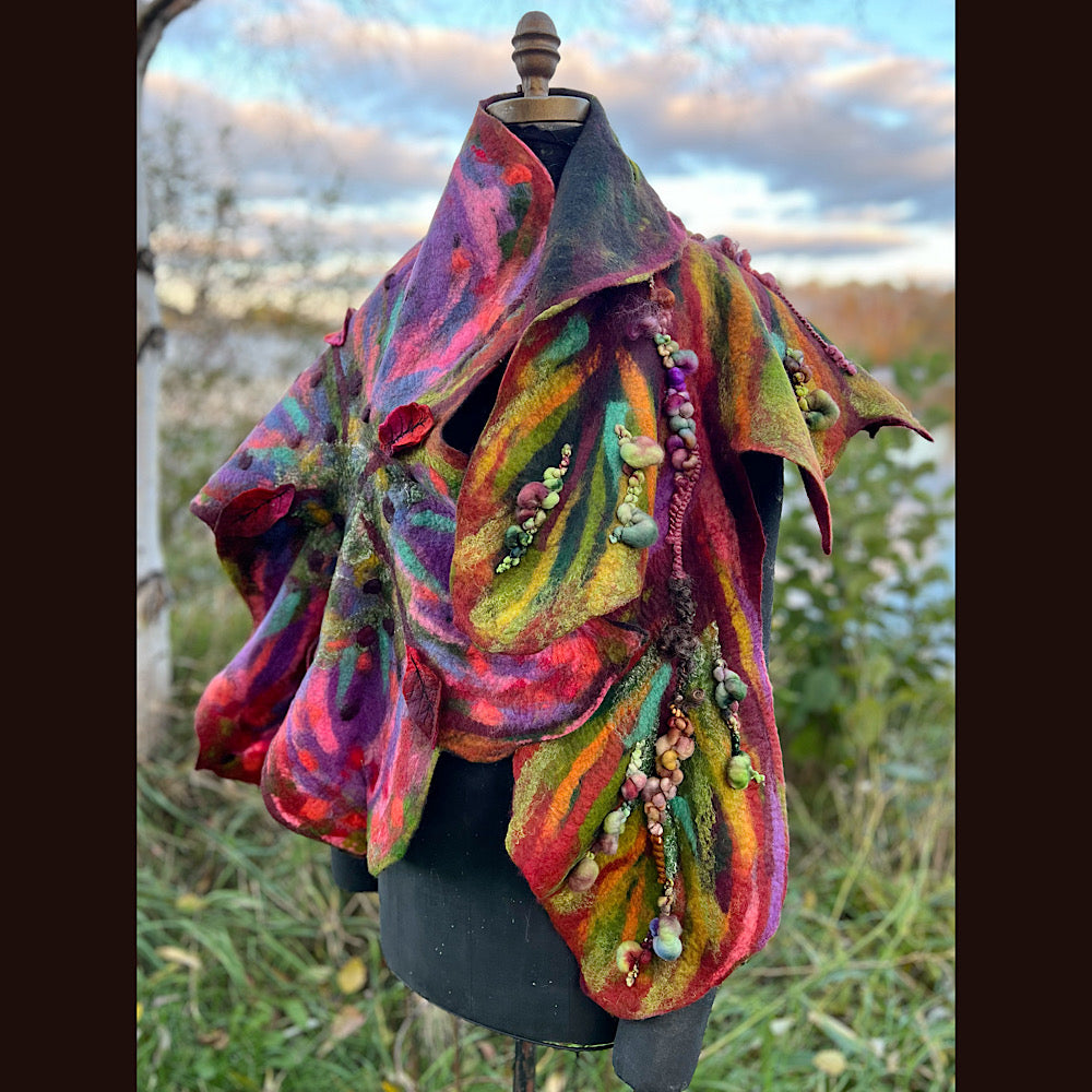 Wild Rose Felted Scarf 70” x 25”