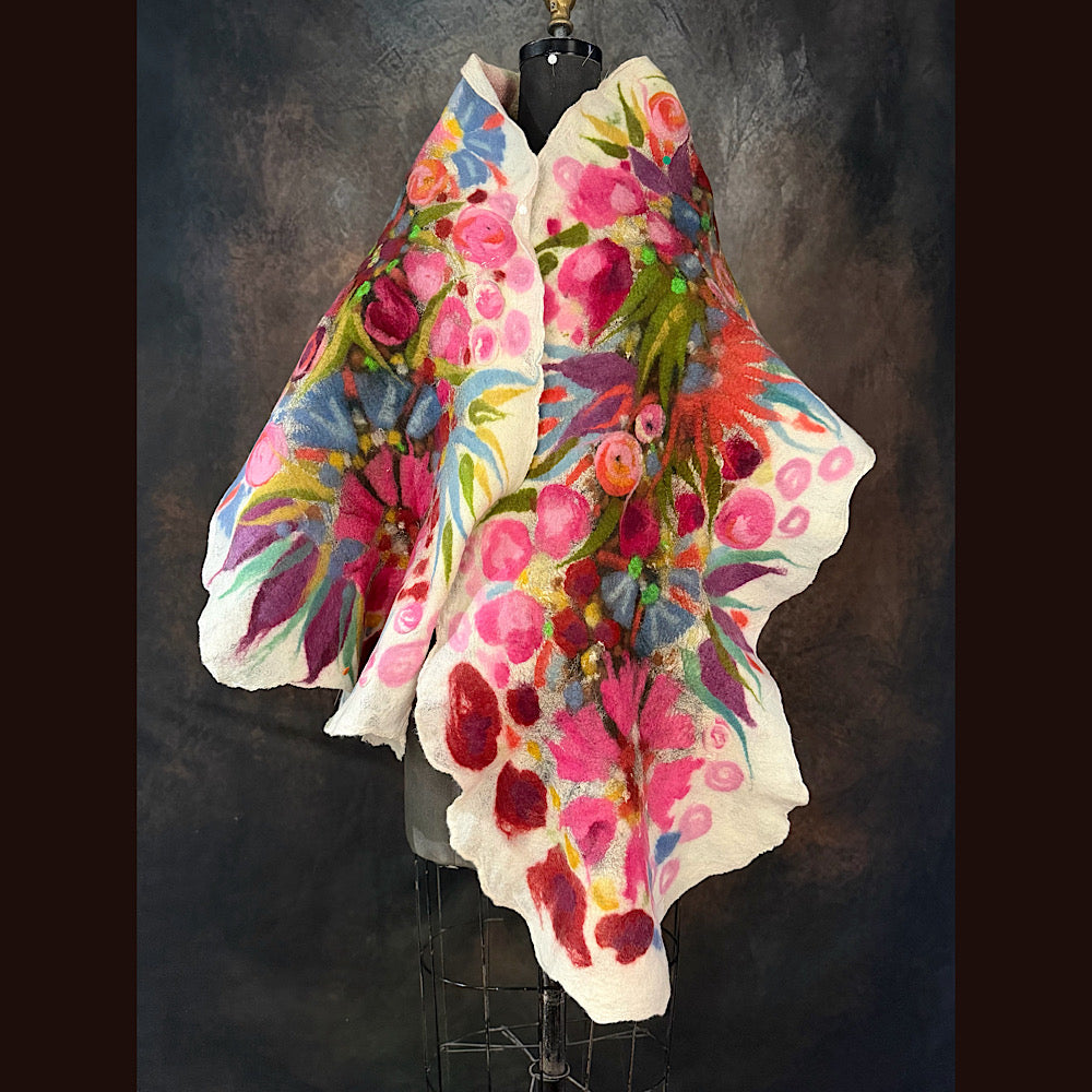 OOAK Handmade wool Felted Scarf 80” X 17” Original art work
