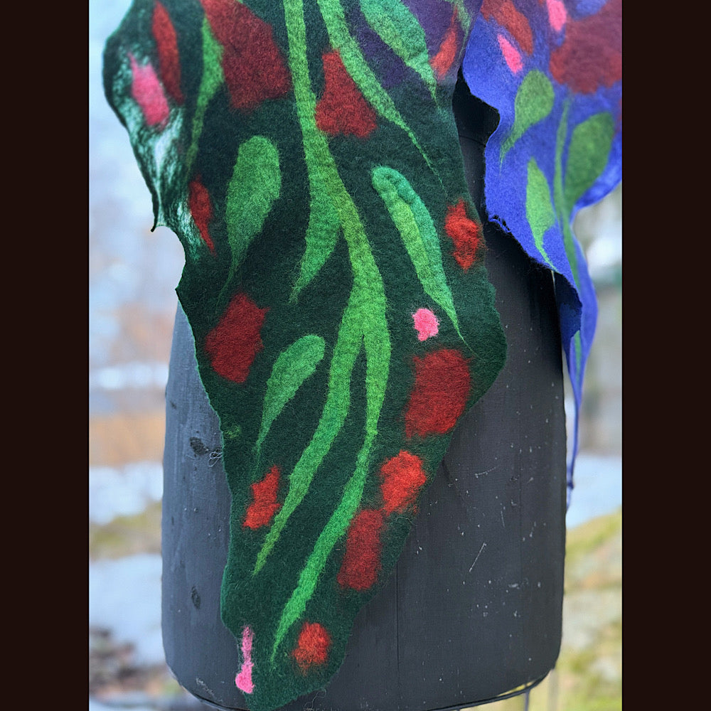 Handmade wool Felted Scarf 68” X 11”