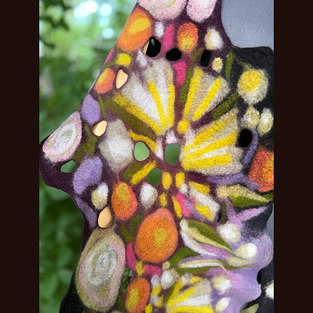 OOAK Handmade wool Felted Scarf 88” X 16” Original art work