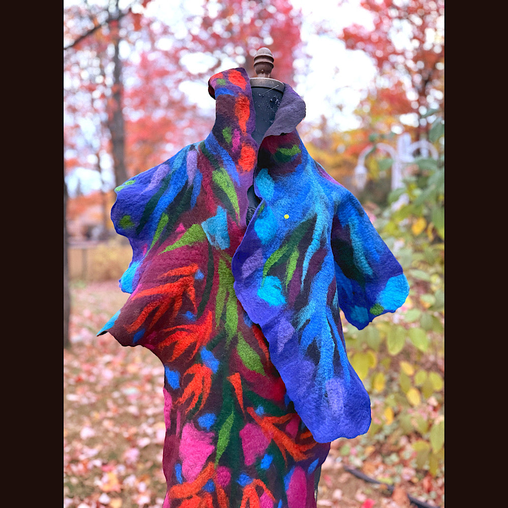 Handmade wool Felted Scarf 79” X 23”