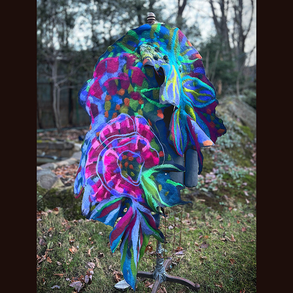 Rose Felted Shawl 84” X 29”