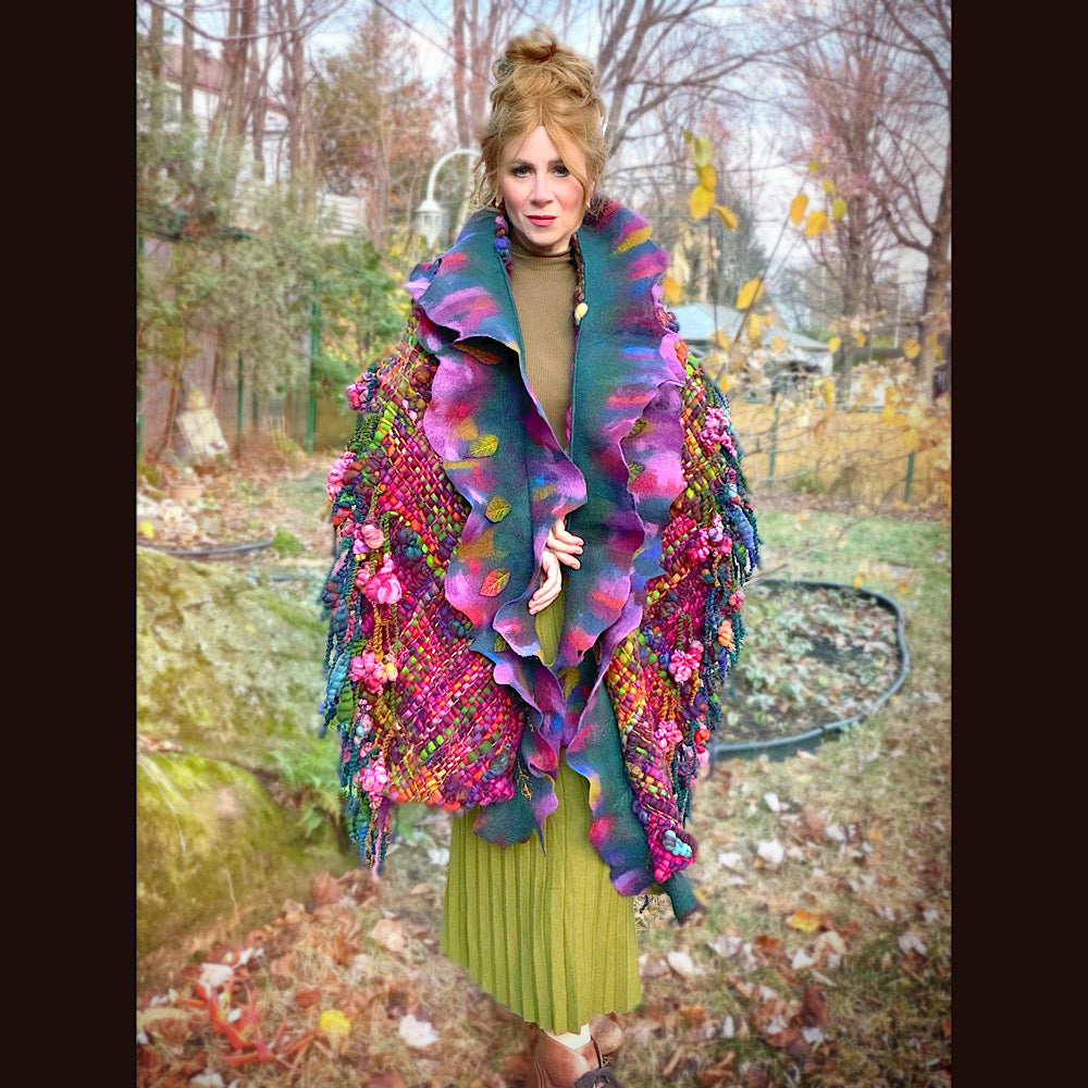 Handmade wool Felted Scarf 90” X 16”