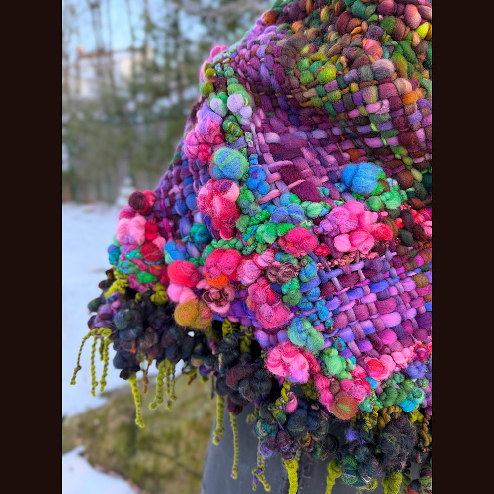 Handmade wool Woven Scarf shawlette 19” X 18”