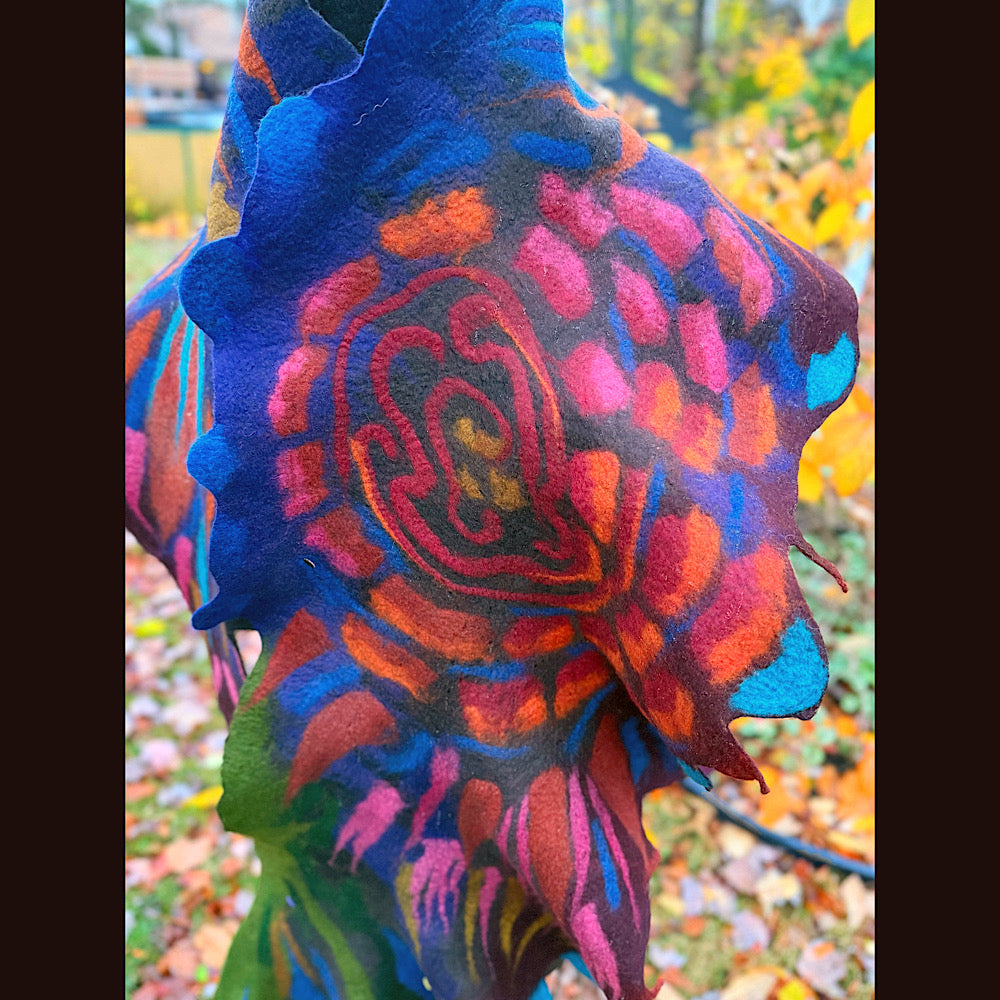 Handmade wool Felted Scarf 78” X 16”