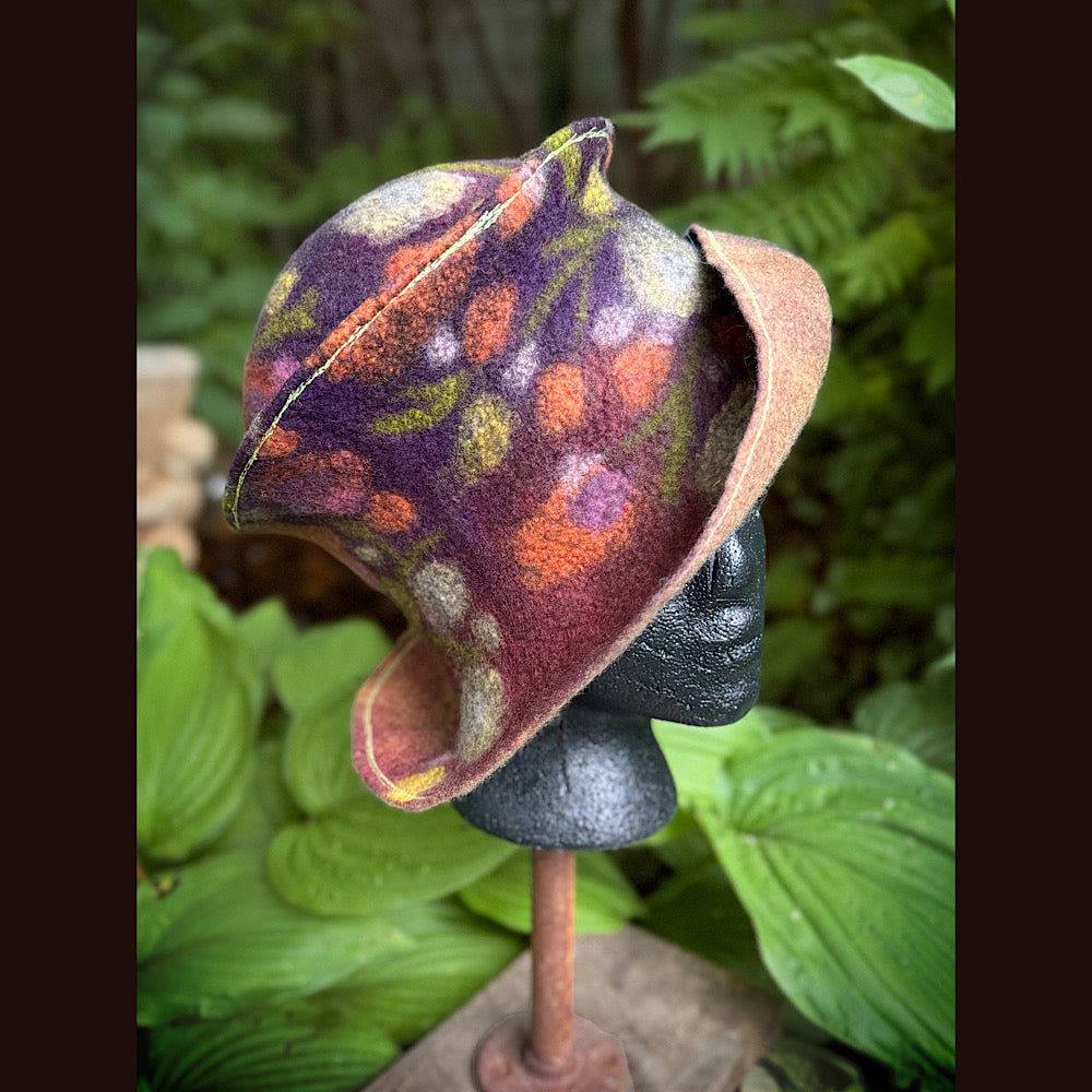 OOAK Handmade wool Felted hat 23.5” medium