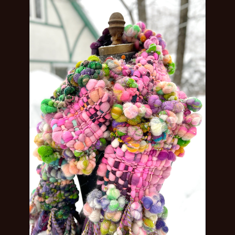 Frosted primroses woven art yarn Scarf 102” X 7”