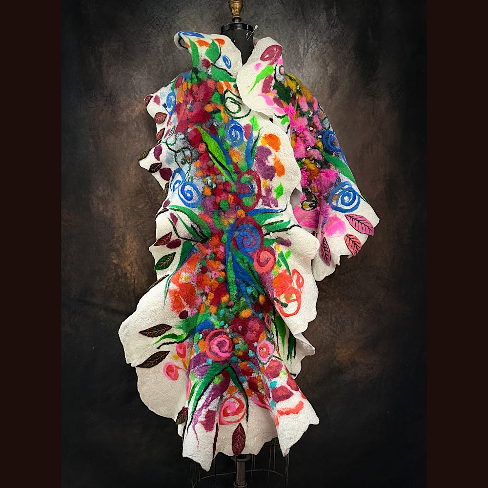 OOAK Handmade wool Felted Scarf 80” X 19”