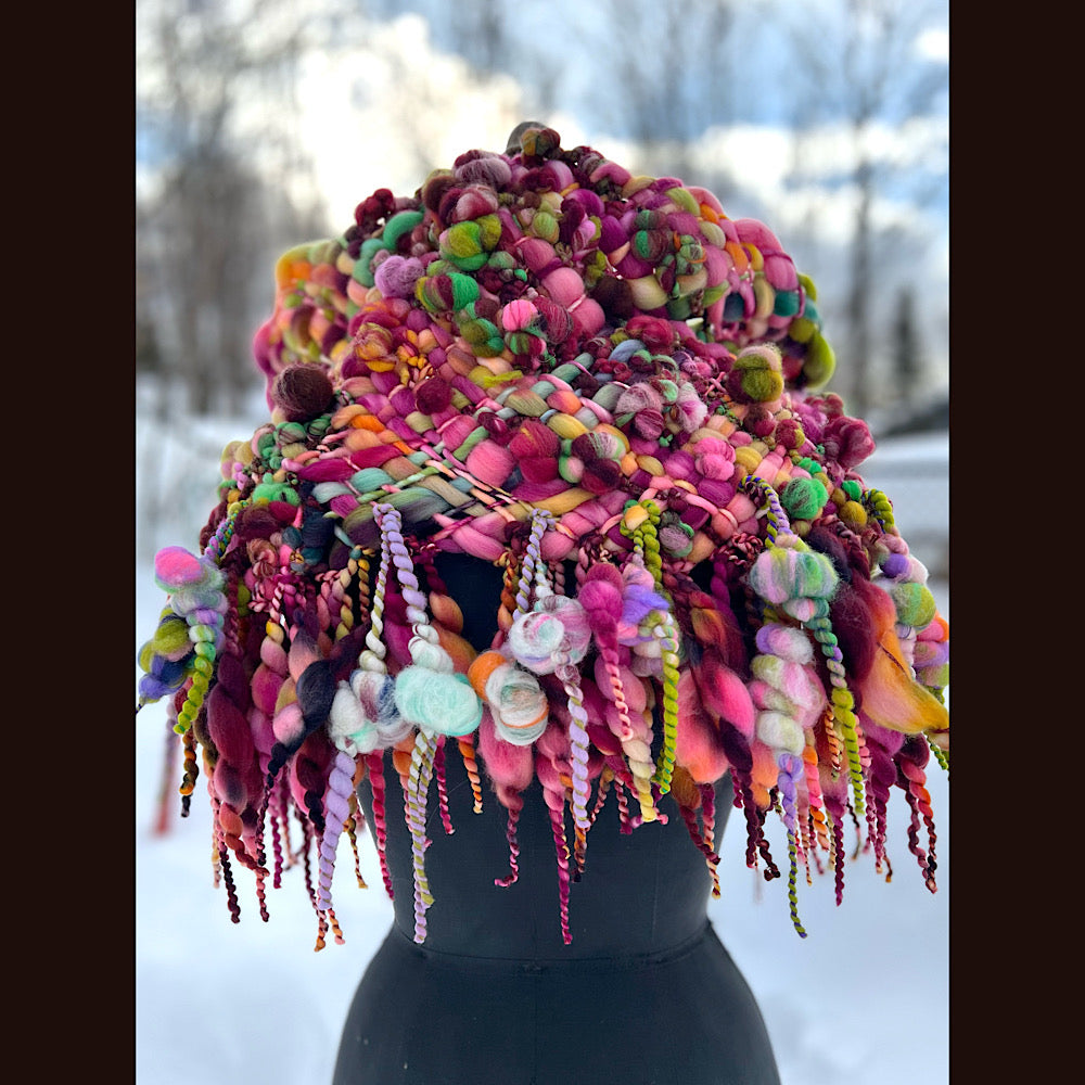 Winter rose Woven art yarn Giant cowl